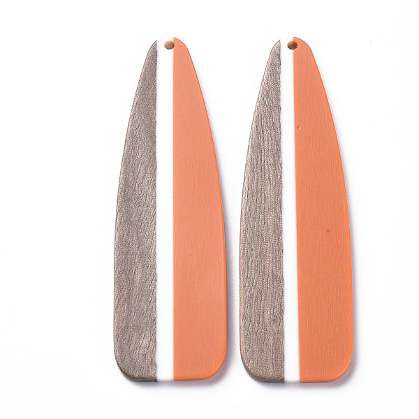 

PandaHall Opaque Resin & Walnut Wood Big Pendants, Teardrop, Dark Orange, 76.5x24x3mm, Hole: 2mm Resin+Wood Teardrop