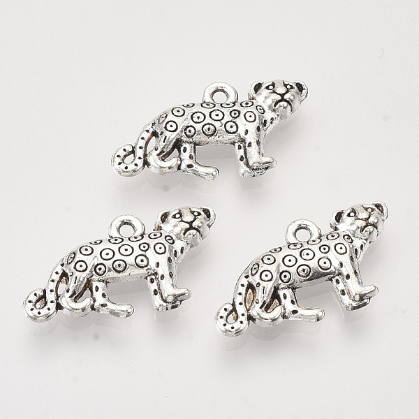 

PandaHall Tibetan Style Alloy Pendants, Cadmium Free & Lead Free, Leopard/Cheetah, Antique Silver, 12x22x3mm, Hole: 1.4mm Alloy Leopard