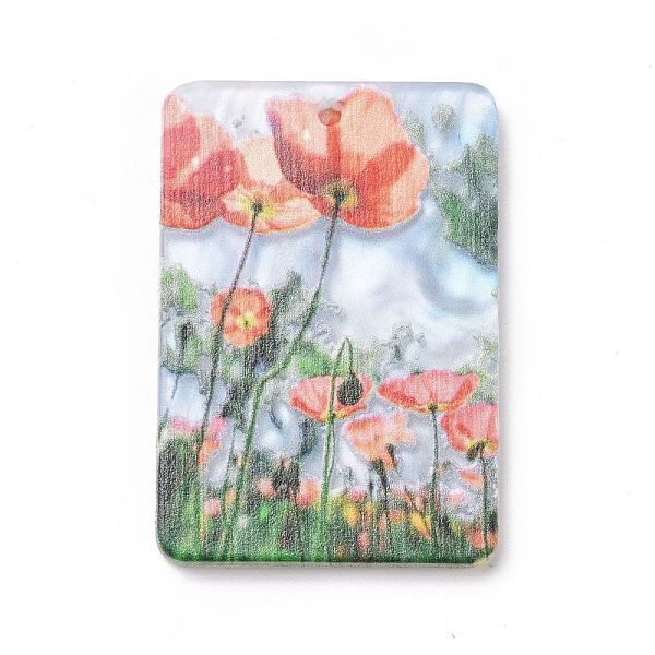 

PandaHall Acrylic Pendants, 3D Printed, Flower Pattern, Rectangle Pattern, 35.5x24.5x5.5mm, Hole: 1.8mm Acrylic Rectangle Red
