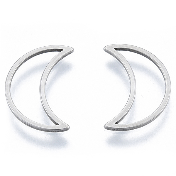 

PandaHall 201 Stainless Steel Linking Rings, Moon, Stainless Steel Color, 16x11x1mm, Inner Diameter: 5x14mm 201 Stainless Steel Moon
