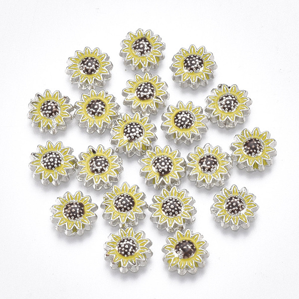 

PandaHall Alloy Enamel Cabochons, Fit Floating Locket Charms, Sunflower, Colorful, Platinum, 8x2mm Alloy Flower