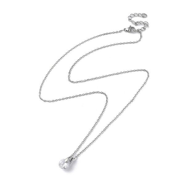 

PandaHall Ion Plating(IP) 304 Stainless Steel Pendant Necklaces, with Flat Round Rhinestone Charms, Stainless Steel Color, 17.72 inch(45cm)..., Clear