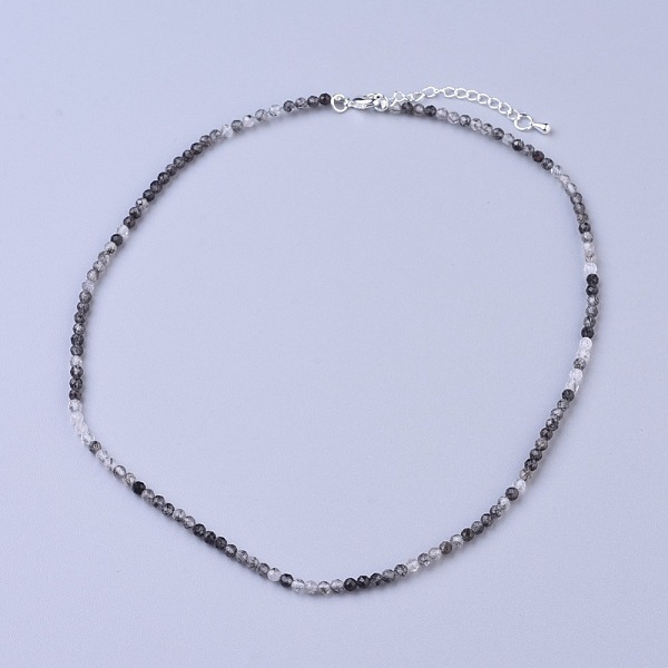 

PandaHall Natural Rutilated Quartz Beaded Necklaces, with Brass Lobster Claw Clasps, Faceted Round Beads, 16.5 inch~16.7 inch...