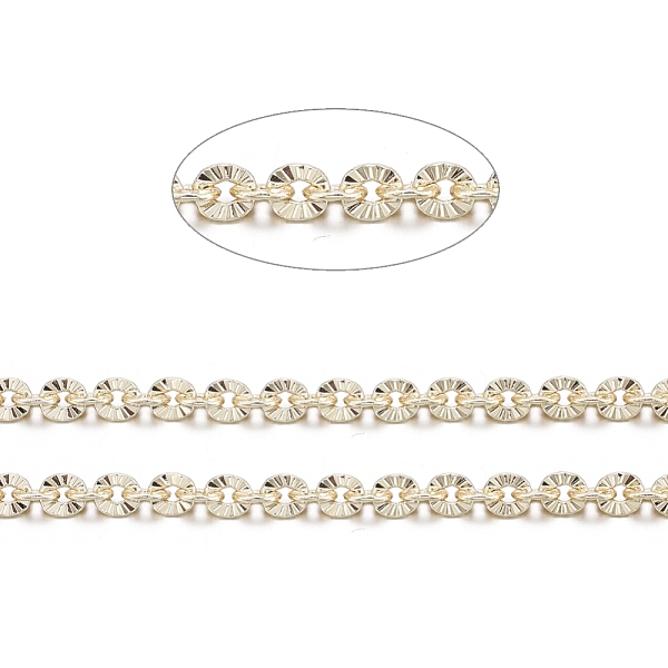 

PandaHall Flat Brass Textured Cable Chains, with Spool, Soldered, Long-Lasting Plated, Real 18K Gold Plated, 3.5x3x0.6mm, about 32.8 Feet...