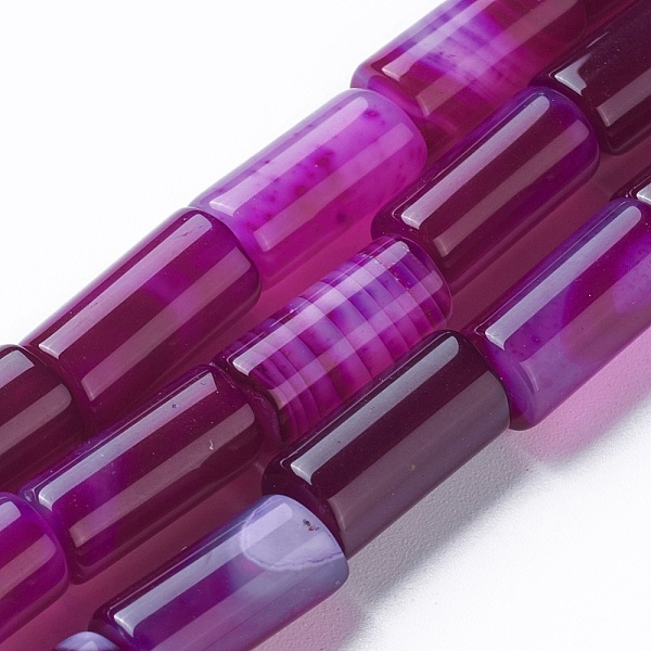 

PandaHall Natural Dyed Agate Beads Strands, Column, Purple, 15~16x7~8mm, Hole: 1.2mm, about 25pcs/strand, 15.3 inch(39cm) Natural Agate...