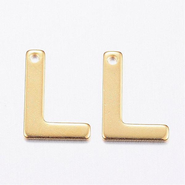 

PandaHall 304 Stainless Steel Charms, Letter, Initial Charms, Real 18k Gold Plated, Letter.L, 11x6~12x0.8mm, Hole: 1mm 304 Stainless Steel...