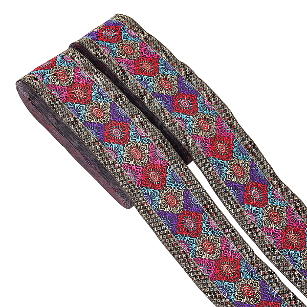

PandaHall Ethnic Style Polyester Ribbon, Jacquard Ribbon, Tyrolean Ribbon, Flat, Rhombus Pattern, 2 inch(50mm), about 7.66 Yards(7m)/Roll...
