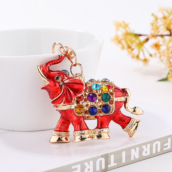 

PandaHall Alloy Rhinestone Keychains, Enamel Style, Elephant Pendant Keychain, Red, 11cm Alloy Rhinestone+Enamel Elephant Red