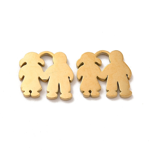 

PandaHall Ion Plating(IP) 304 Stainless Steel Charms, Lover, Golden, 11.5x13x1.4mm 304 Stainless Steel Human