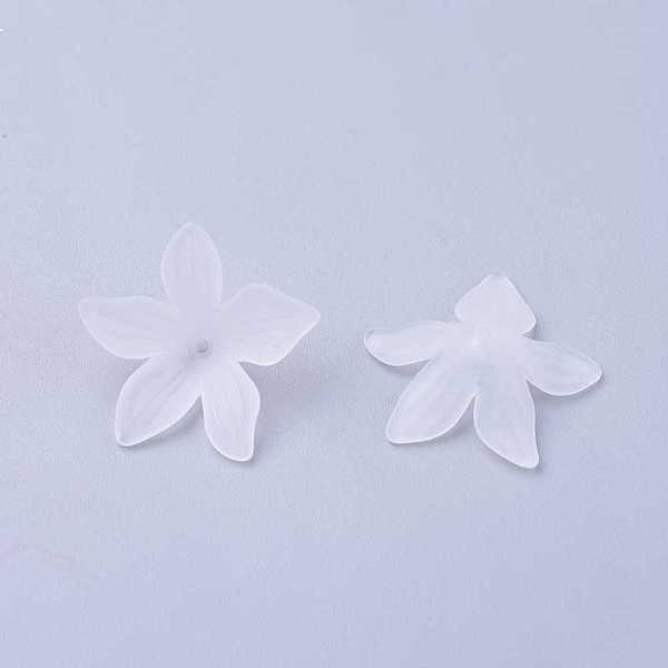 

PandaHall Clear Frosted Acrylic Flower Beads, about 27mm in diameter, 7mm thick, hole:1.2mm Acrylic Flower Clear