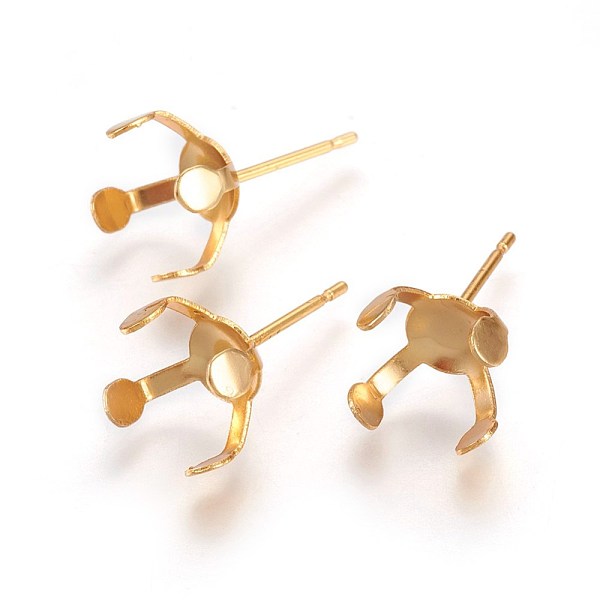 

PandaHall 304 Stainless Steel Stud Earring Findings, Prong Earring Settings, Golden, 18x10.5mm, Inner Diameter: 10mm, Pin: 0.7mm 304...