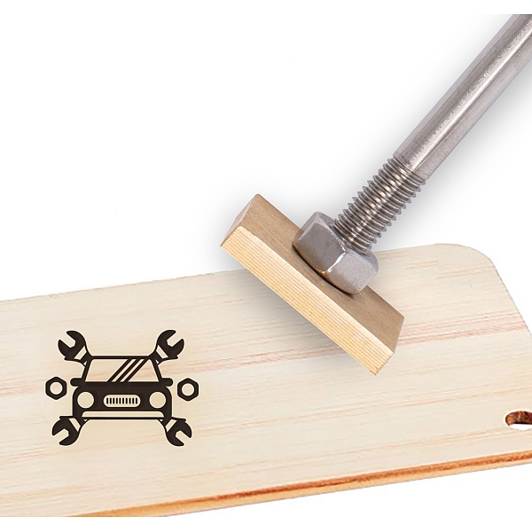 PandaHall Stamping Embossing Soldering Brass with Stamp, for Cake/Wood, Golden, Vehicle Pattern, 30mm Brass Vehicle
