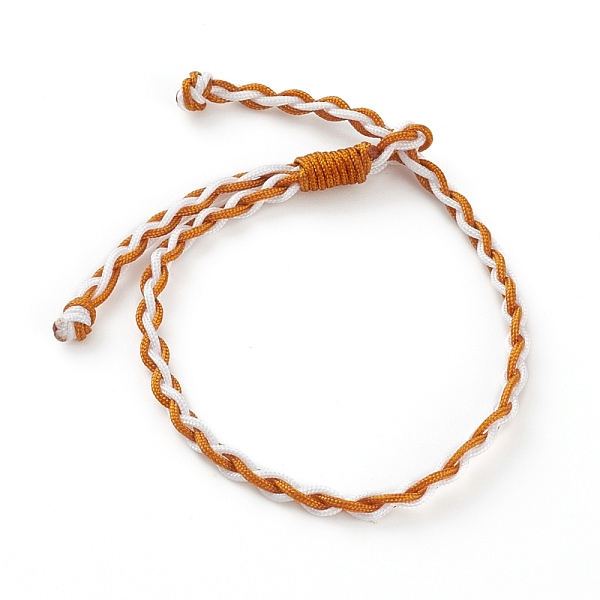PandaHall Adjustable Two Tone Nylon Cord Braided Bracelets, Chocolate, Inner Diameter: 3/8~2-5/8 inch(1~6.6cm) Nylon Brown
