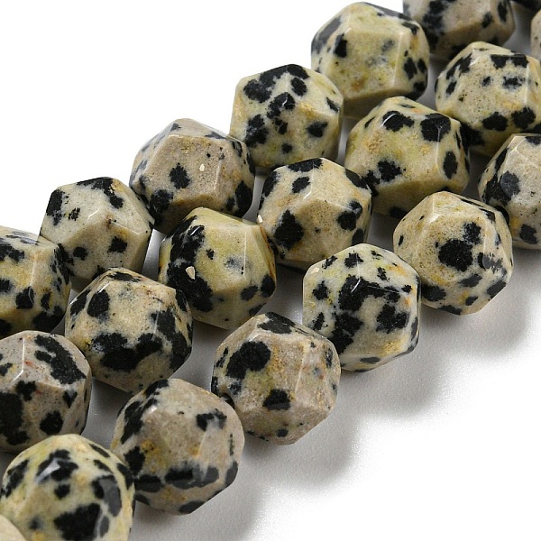 

PandaHall Natural Dalmatian Jasper Beads Strands, Faceted, Polygon, 7.5~8.5x7.5~8x7.5~8mm, Hole: 1.4mm, about 44~49pcs/strand, 14.25~14.96...