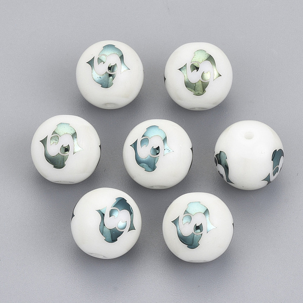 

PandaHall Electroplate Glass Beads, Round with Constellations Pattern, Green Plated, Pisces, 10mm, Hole: 1.2mm Glass Pisces