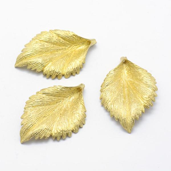

PandaHall Brass Pendants, Lead Free & Cadmium Free & Nickel Free, Leaf, Raw(Unplated), 43x27x5mm, Hole: 1.5mm Brass Leaf