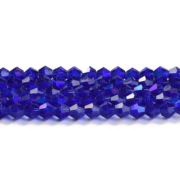 

PandaHall Transparent Electroplate Glass Beads Strands, AB Color Plated, Faceted, Bicone, Dark Blue, 2mm, about 145~150pcs/strand, 41.5~42cm...
