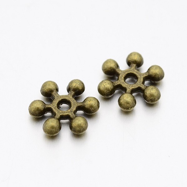 

PandaHall Zinc Alloy Beads Spacers, Cadmium Free & Lead Free, with One Hole, Snowflake, Antique Bronze, 10x2.5mm, Hole: 1.5mm Alloy...