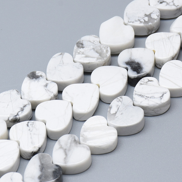 

PandaHall Natural Howlite Bead Strands, Heart, 10x10x5mm, Hole: 1.5mm, about 40pcs/strand, 14.5 inch Howlite Heart