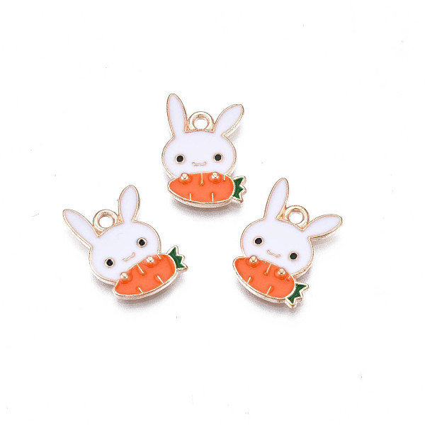 

PandaHall Alloy Enamel Charms, Cadmium Free & Lead Free, Rabbit with Radish, Coral, 15x11x1.5mm, Hole: 1.5mm Alloy+Enamel Rabbit Red