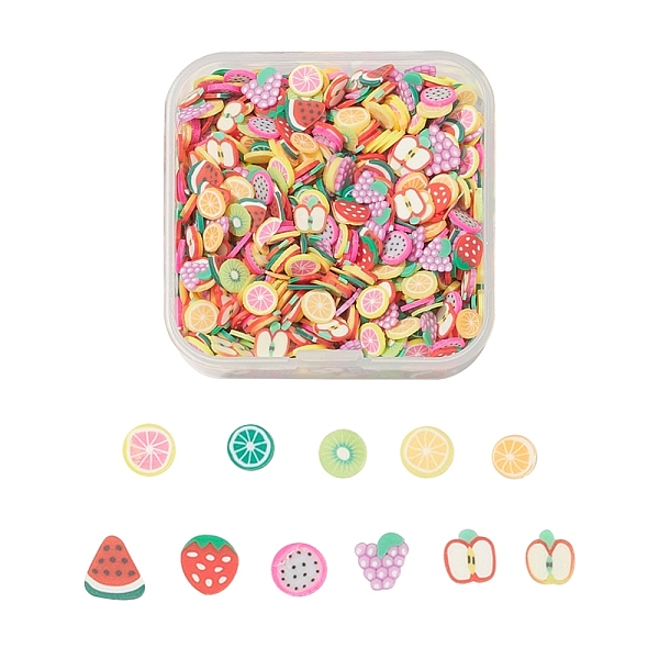 

PandaHall 24G Handmade Polymer Clay Nail Art Decoration, Fashion Nail Care, No Hole, Fruit, Mixed Color, 3.5~9x3.5~8x0.1~3mm Polymer Clay..., Multicolor
