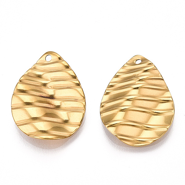 

PandaHall Ion Plating(IP) 304 Stainless Steel Pendants, Teardrop Charm, Real 18K Gold Plated, 21.5x17x2.5mm, Hole: 1.4mm 304 Stainless Steel...