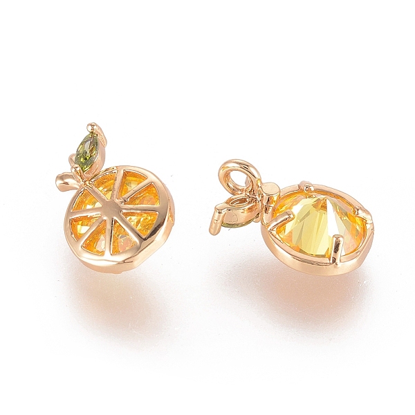 

PandaHall Brass Cubic Zirconia Charms, Lemon, Gold, Real 18K Gold Plated, 11.5x7.5x4.5mm, Hole: 1.2mm Brass+Cubic Zirconia Fruit Gold