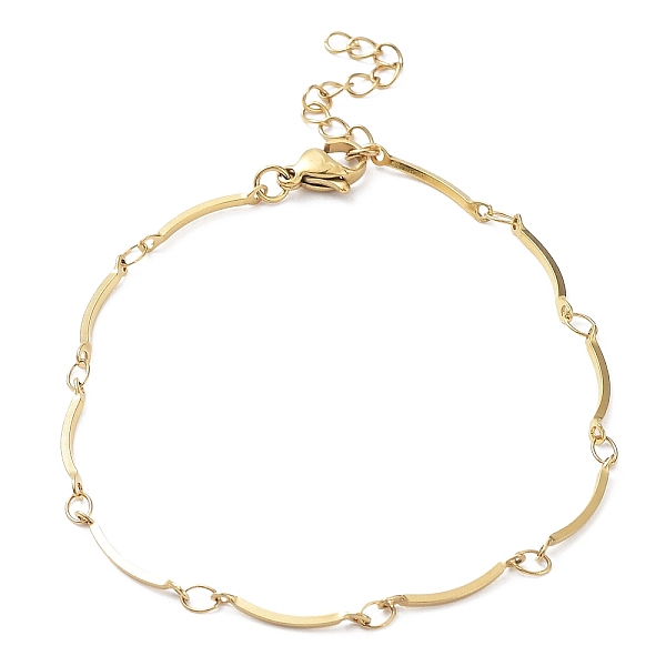 

PandaHall Ion Plating(IP) 304 Stainless Steel Curved Bar Link Chain Bracelets, Golden, 7-1/4 inch(18.5cm) 304 Stainless Steel