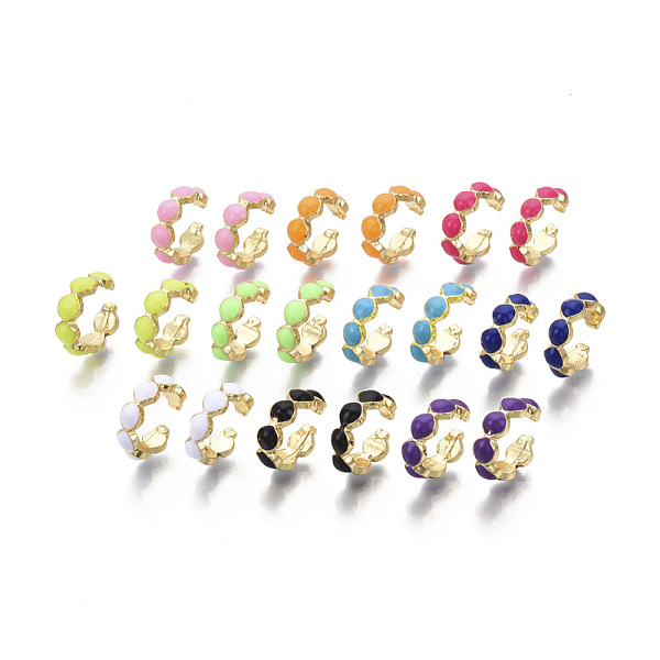 

PandaHall Brass Enamel Cuff Earrings, Nickel Free, Horse Eye, Real 18K Gold Plated, Mixed Color, 4.5x12mm Brass Multicolor