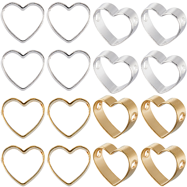 

PandaHall SUNNYCLUE 60Pcs 2 Colors Brass Bead Frame, Cadmium Free & Lead Free, Heart, Golden & Silver, 9.5x10.5x3mm, Hole: 1.6mm...
