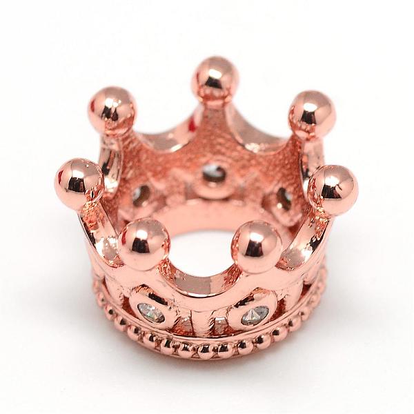 

PandaHall Rack Plating Brass Micro Pave Cubic Zirconia Beads, Crown, Large Hole Beads, Long-Lasting Plated, Rose Gold, 11x7mm, Hole: 6mm...
