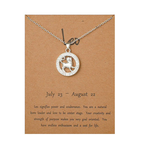 

PandaHall Alloy Constellation Pendant Necklaces, Platinum, Leo, 17.13 inch(43.5cm) Alloy Leo