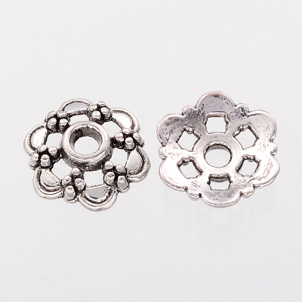 

PandaHall 6-Petal Filigree Flower Tibetan Silver Fancy Bead Caps, Lead Free & Nickel Free & Cadmium Free, Antique Silver, about 13.5mm in...