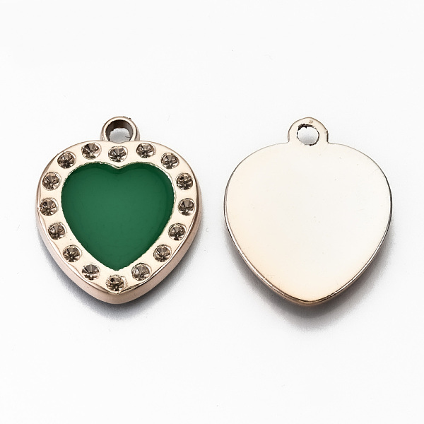 

PandaHall UV Plating Acrylic Pendant Rhinestone Settings, with Enamel, Multi-Petal Heart with Concave Dot, Light Gold, Green, Fit for 2mm...