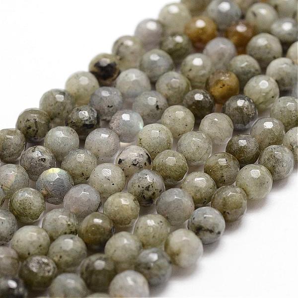 PandaHall Natural Labradorite Beads Strands, Faceted, Round, 6mm, Hole: 1mm, about 61pcs/strand, 14.9 inch~15.1 inch Labradorite Round...