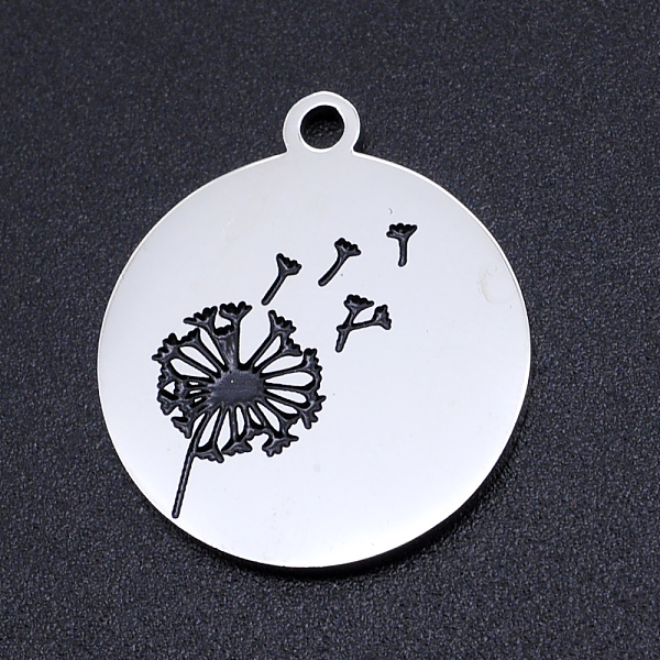 

PandaHall 201 Stainless Steel Etched Pendants, Flat Round with Dandelion, Stainless Steel Color, 22x19x1.5mm, Hole: 1.8mm 201 Stainless...