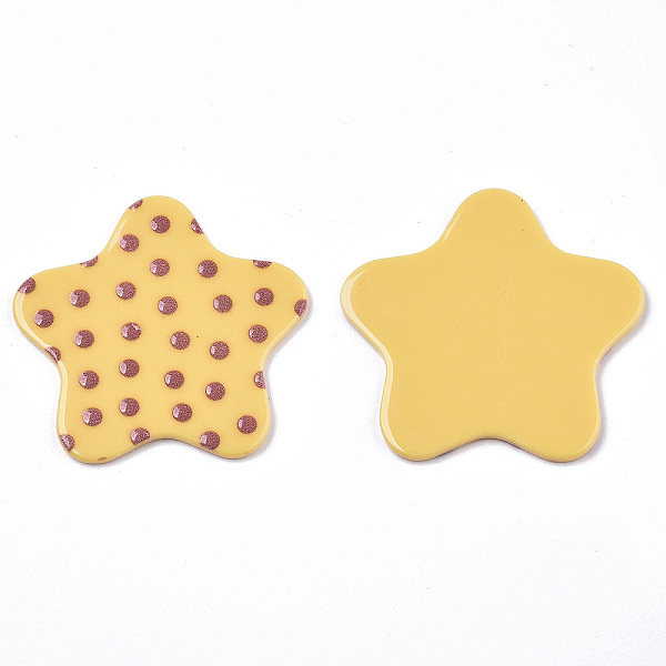 

PandaHall Opaque Printed Acrylic Cabochons, Star, Gold, 43x44x2~3mm Acrylic Star Gold
