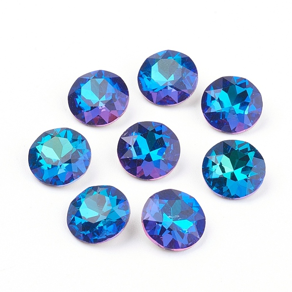 

PandaHall Pointed Back & Back Plated Glass Rhinestone Cabochons, Grade A, Faceted, Flat Round, Bermuda Blue, 10x5mm Glass Rhinestone Flat...