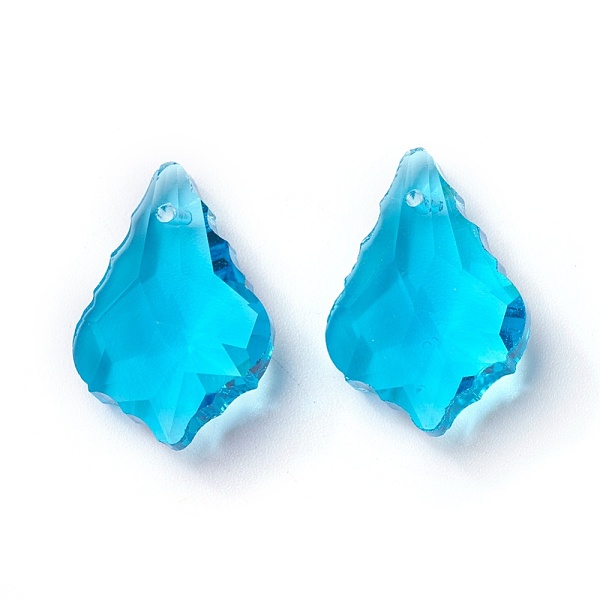 

PandaHall Faceted Glass Pendants, Leaf, Deep Sky Blue, 22x15.5x8.5mm, Hole: 1mm Glass Leaf Blue