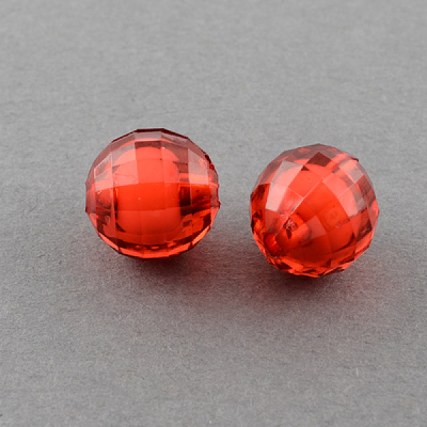 

PandaHall Transparent Acrylic Beads, Bead in Bead, Faceted, Round, FireBrick, 8mm, Hole: 2mm, about 1920pcs/500g Acrylic Round Red