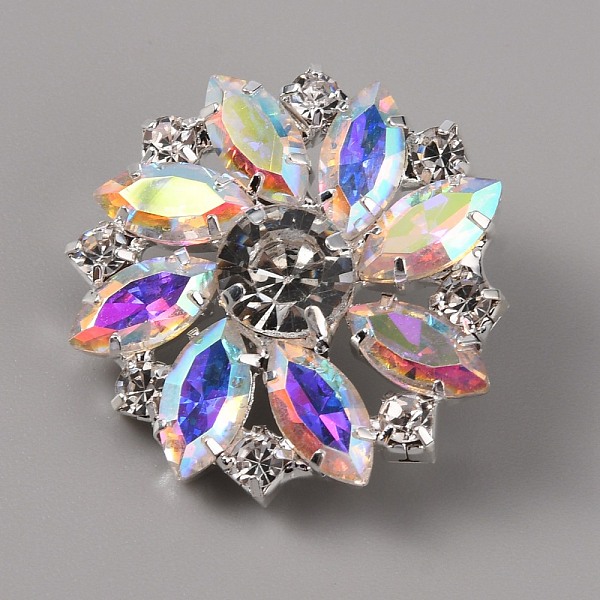 

PandaHall Brass Rhinestone Shank Buttons, 1-Hole, Flower, Crystal AB, 26.5x10.5mm, Hole: 1.8mm Brass Flower Clear