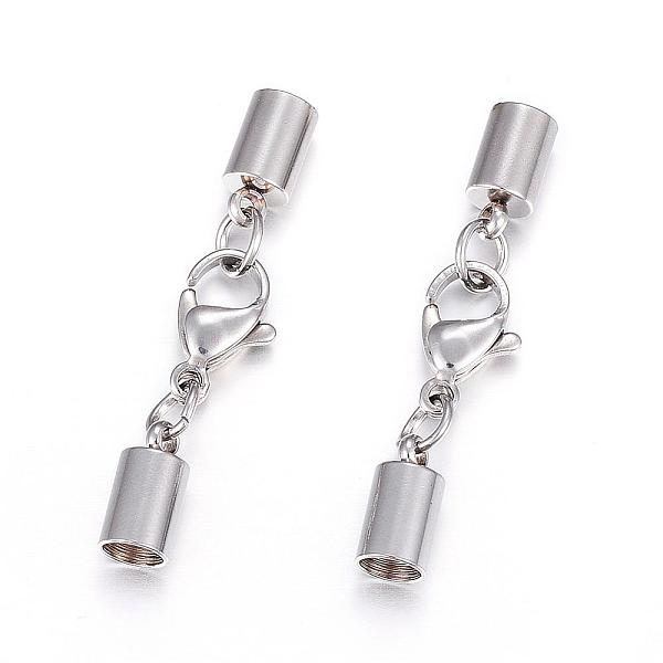 

PandaHall 304 Stainless Steel Lobster Claw Clasps, with Cord Ends, Stainless Steel Color, 35mm, Inner diameter: 4.2mm 304 Stainless Steel...