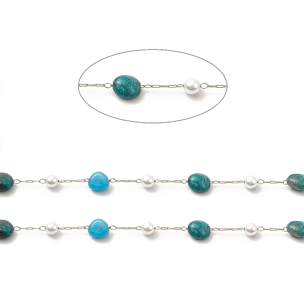 

PandaHall Ion Plating(IP) 316 Surgical Stainless Steel Paperclip Chains, with Natural Apatite Nuggets Beads and Glass Beads, Soldered, Real...