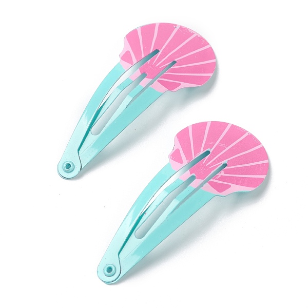 

PandaHall Baking Painted Iron Snap Hair Clips, for Children's Day, Shell, Turquoise, 52.5x24x1.6mm Iron Green