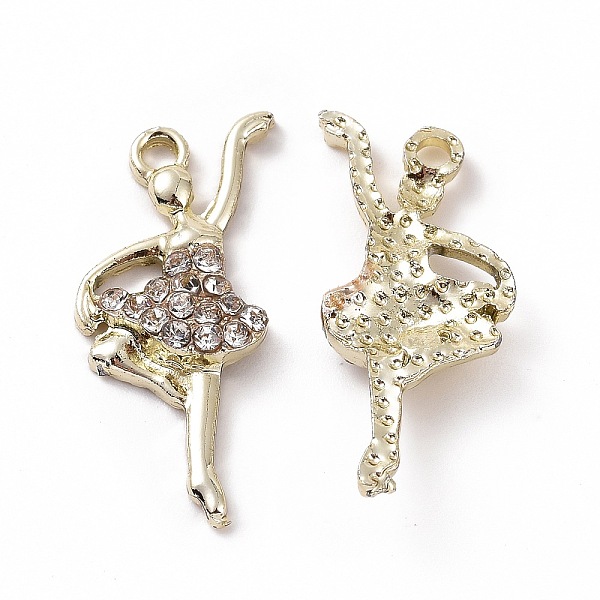 

PandaHall Alloy Crystal Rhinestone Pendants, Dancer Girl Charms, Light Gold, 22.5x12x3.2mm, Hole: 1.6mm Alloy+Rhinestone Human Clear