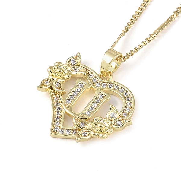 

PandaHall 304 Stainless Steel Heart Pendant Necklaces with Cubic Zirconia, Letter Charms, Letter U, 16.54 inch(42cm) 304 Stainless Steel...