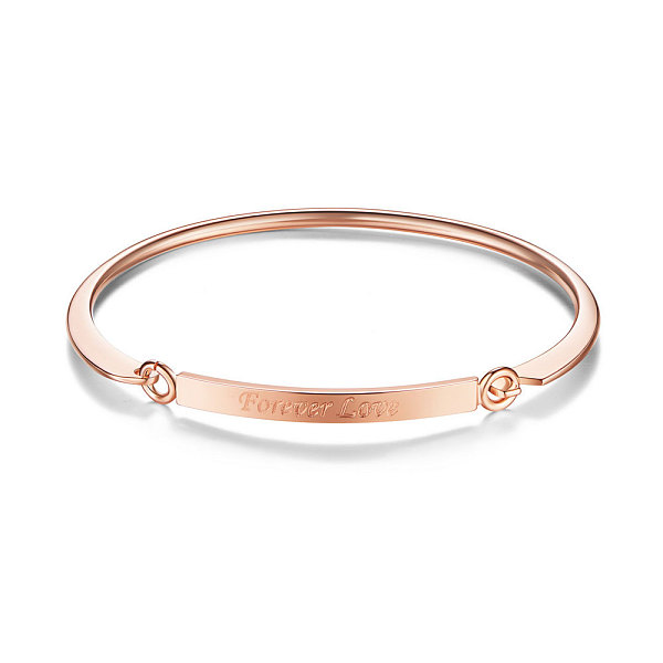 

PandaHall SHEGRACE Brass Bangle, with Forever Love, Rose Gold, 2-3/8 inchx1-7/8 inch(60x48mm) Brass