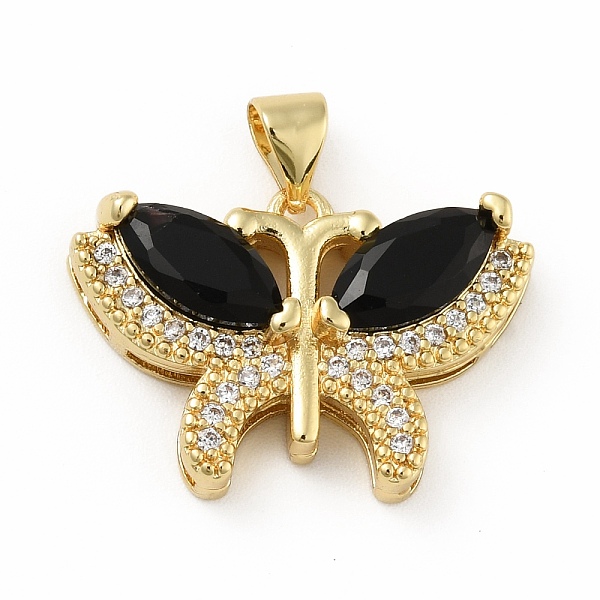 

PandaHall Brass Micro Pave Cubic Zirconia Pendants, Cadmium Free & Lead Free, Long-Lasting Plated, Butterfly, Real 18K Gold Plated, Black...
