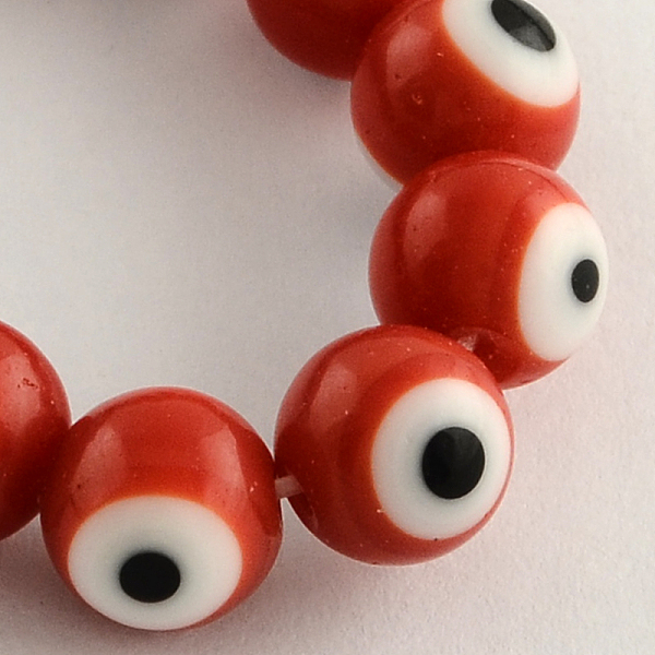 

PandaHall Round Handmade Evil Eye Lampwork Beads Strands, Red, 8mm, Hole: 1mm, about 48pcs/strand, 13.7 inch Lampwork Evil Eye Red
