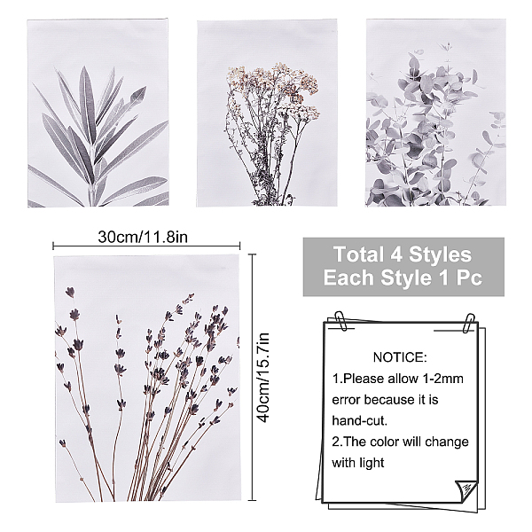 

PandaHall Canvas Wall Art, Canvas Print Wall Painting Home Decorations, Rectangle with Plants, Mixed Color, 40x30x0.02cm, 4pcs/set Cloth..., Multicolor